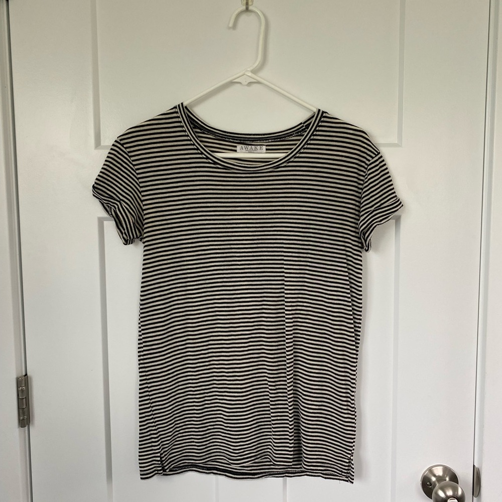 Awake Black and White Striped Short Sleeve Tee